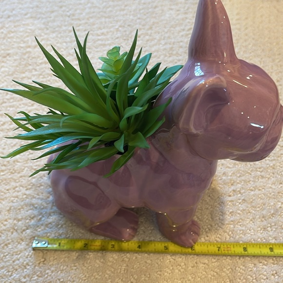 Ceramic sitting French dog planter For Home Garden Office Desktop Decor. - Picture 4 of 5